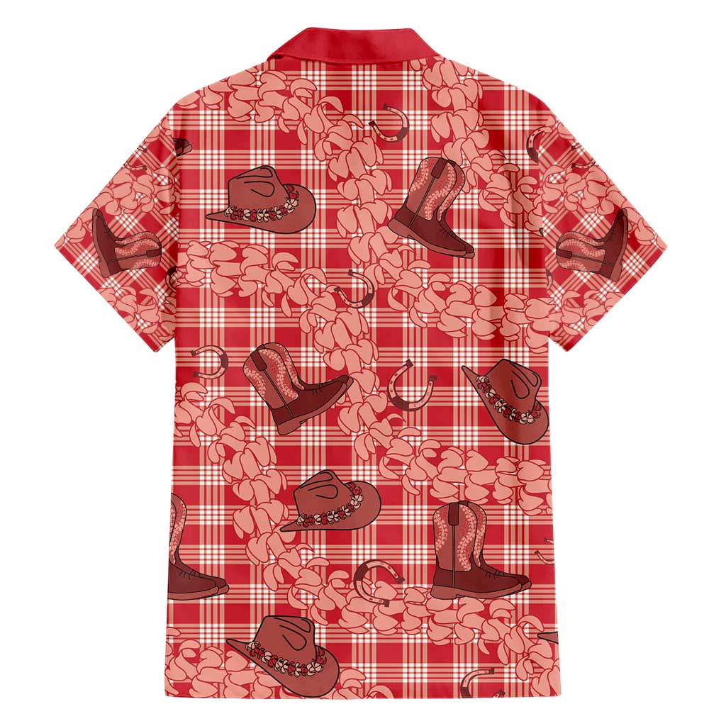 Red Palaka Hawaii Cowboy Hawaiian Shirt Puakenikeni Lei Paniolo Papale Seamless Vibes - Polynesian Pride