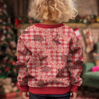 Red Palaka Hawaii Cowboy Kid Ugly Christmas Sweater Puakenikeni Lei Paniolo Papale Seamless Vibes - Polynesian Pride