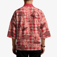 Red Palaka Hawaii Cowboy Kimono Puakenikeni Lei Paniolo Papale Seamless Vibes - Polynesian Pride