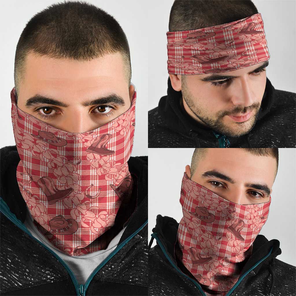 Red Palaka Hawaii Cowboy Neck Gaiter Puakenikeni Lei Paniolo Papale Seamless Vibes - Polynesian Pride