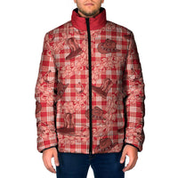 Red Palaka Hawaii Cowboy Padded Jacket Puakenikeni Lei Paniolo Papale Seamless Vibes - Polynesian Pride