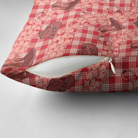 Red Palaka Hawaii Cowboy Pillow Cover Puakenikeni Lei Paniolo Papale Seamless Vibes - Polynesian Pride