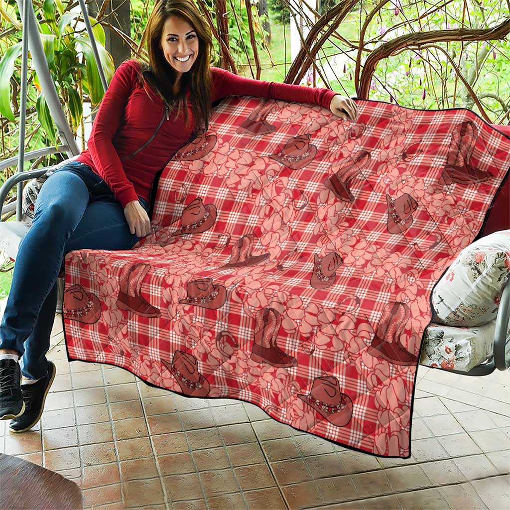 Red Palaka Hawaii Cowboy Quilt Puakenikeni Lei Paniolo Papale Seamless Vibes - Polynesian Pride
