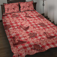 Red Palaka Hawaii Cowboy Quilt Bed Set Puakenikeni Lei Paniolo Papale Seamless Vibes - Polynesian Pride