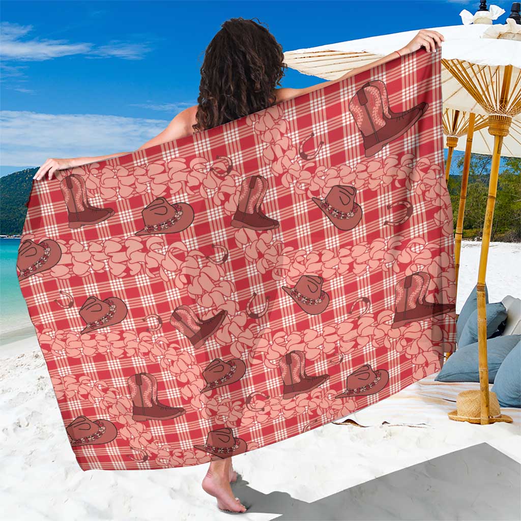 Red Palaka Hawaii Cowboy Sarong Puakenikeni Lei Paniolo Papale Seamless Vibes - Polynesian Pride