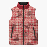 Red Palaka Hawaii Cowboy Sleeveless Puffer Jacket Puakenikeni Lei Paniolo Papale Seamless Vibes - Polynesian Pride