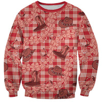 Red Palaka Hawaii Cowboy Sweatshirt Puakenikeni Lei Paniolo Papale Seamless Vibes - Polynesian Pride