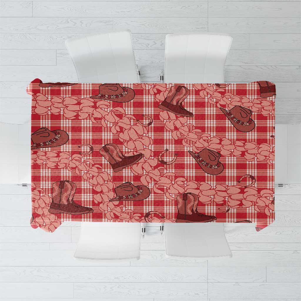 Red Palaka Hawaii Cowboy Tablecloth Puakenikeni Lei Paniolo Papale Seamless Vibes LT14 Red - Polynesian Pride