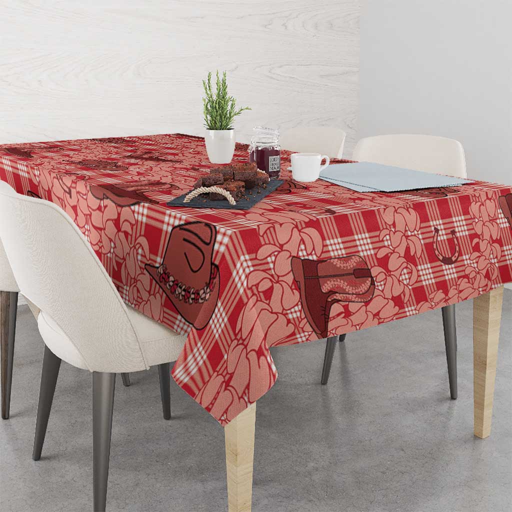 Red Palaka Hawaii Cowboy Tablecloth Puakenikeni Lei Paniolo Papale Seamless Vibes LT14 - Polynesian Pride