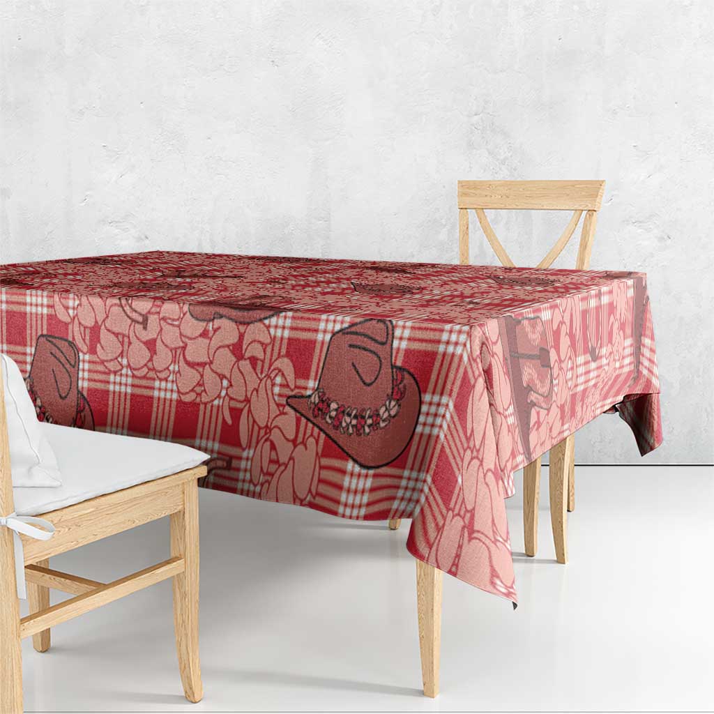 Red Palaka Hawaii Cowboy Tablecloth Puakenikeni Lei Paniolo Papale Seamless Vibes LT14 - Polynesian Pride