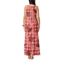 Red Palaka Hawaii Cowboy Tank Maxi Dress Puakenikeni Lei Paniolo Papale Seamless Vibes - Polynesian Pride