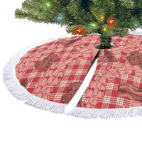 Red Palaka Hawaii Cowboy Tree Skirt Puakenikeni Lei Paniolo Papale Seamless Vibes - Polynesian Pride