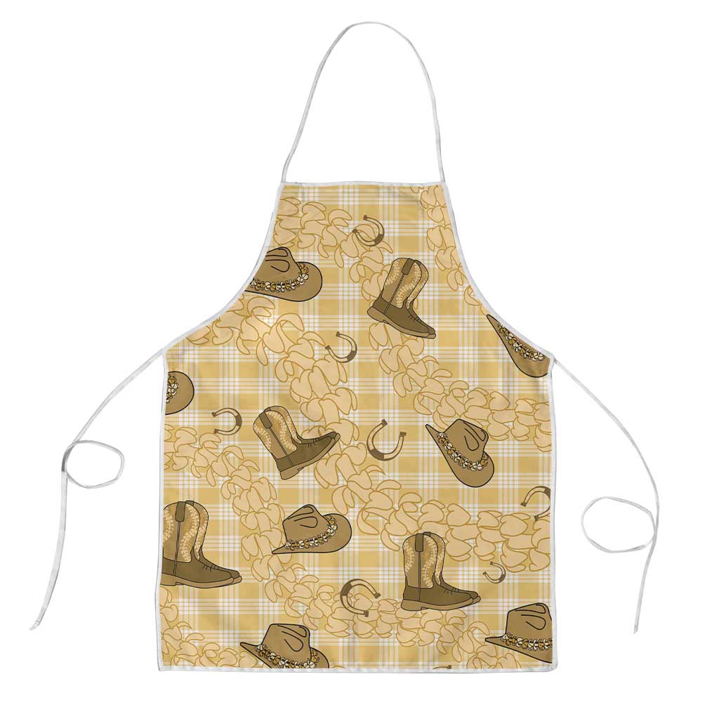 Yellow Palaka Hawaii Cowboy Apron Puakenikeni Lei Paniolo Papale Seamless Vibes - Polynesian Pride