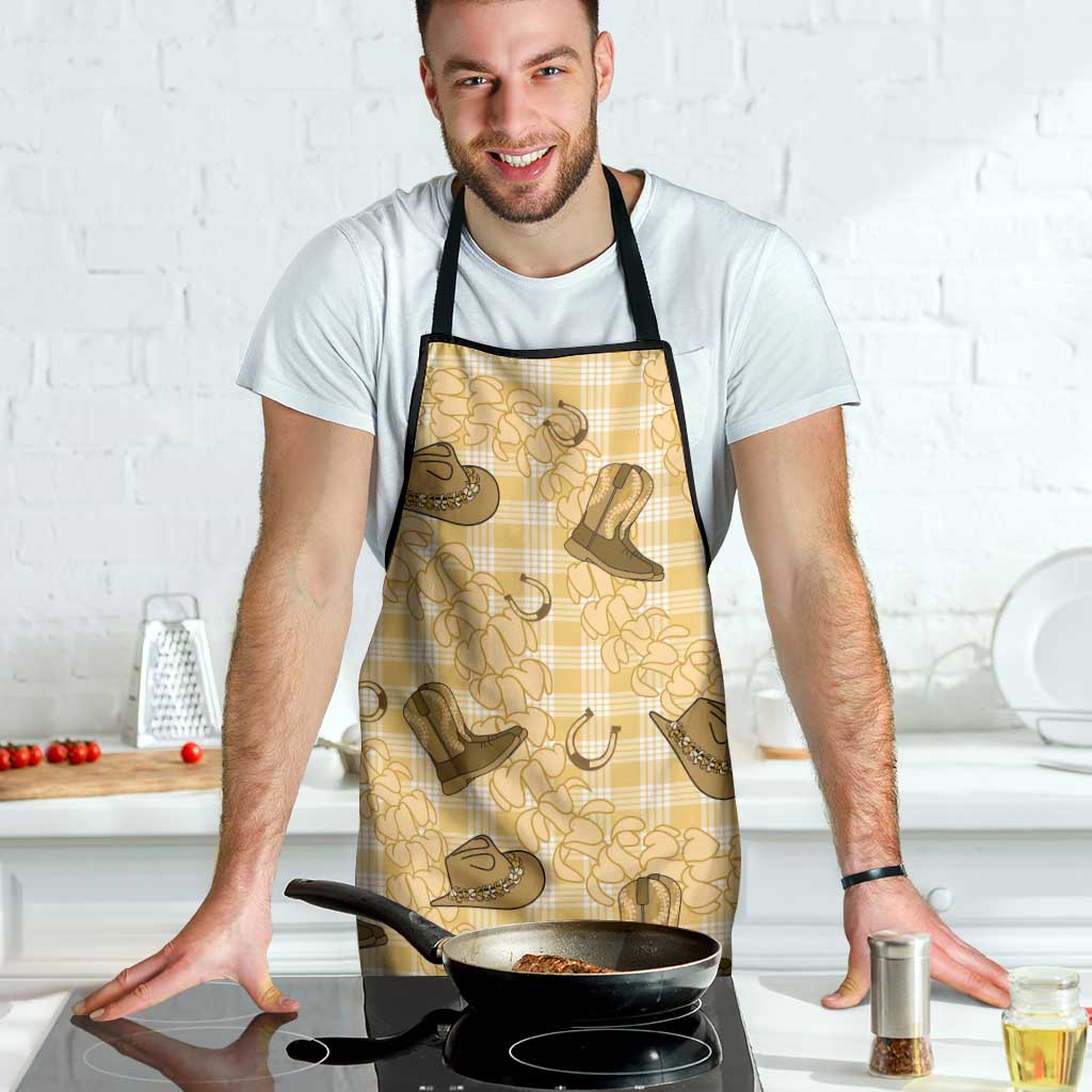 Yellow Palaka Hawaii Cowboy Apron Puakenikeni Lei Paniolo Papale Seamless Vibes - Polynesian Pride