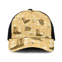 Yellow Palaka Hawaii Cowboy Baseball Net Cap Puakenikeni Lei Paniolo Papale Seamless Vibes - Polynesian Pride
