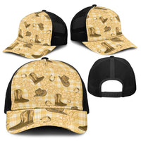 Yellow Palaka Hawaii Cowboy Baseball Net Cap Puakenikeni Lei Paniolo Papale Seamless Vibes - Polynesian Pride