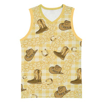 Yellow Palaka Hawaii Cowboy Basketball Jersey Puakenikeni Lei Paniolo Papale Seamless Vibes - Polynesian Pride