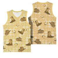 Yellow Palaka Hawaii Cowboy Basketball Jersey Puakenikeni Lei Paniolo Papale Seamless Vibes - Polynesian Pride