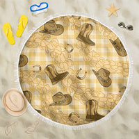 Yellow Palaka Hawaii Cowboy Beach Blanket Puakenikeni Lei Paniolo Papale Seamless Vibes - Polynesian Pride