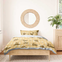 Yellow Palaka Hawaii Cowboy Bedding Set Puakenikeni Lei Paniolo Papale Seamless Vibes - Polynesian Pride