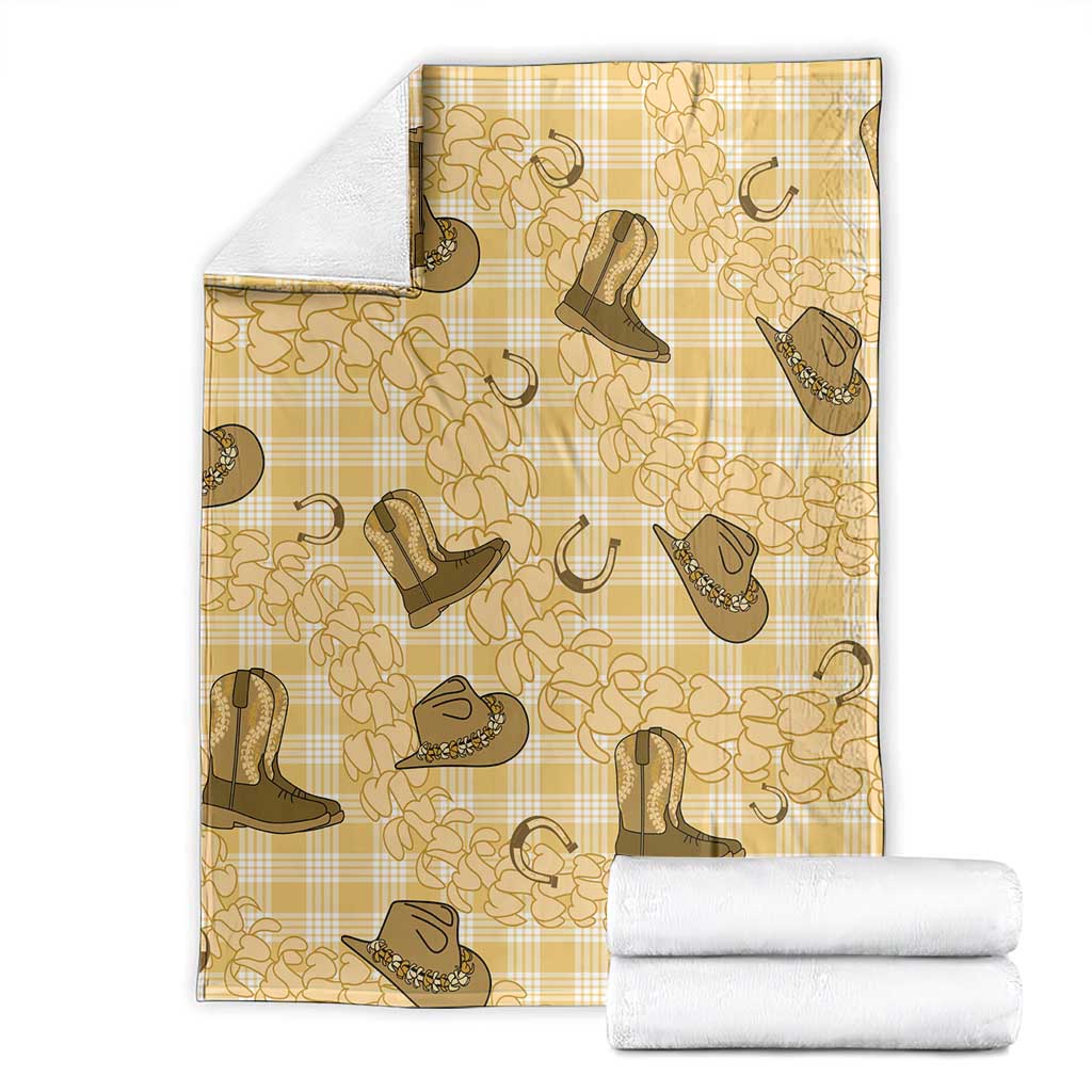 Yellow Palaka Hawaii Cowboy Blanket Puakenikeni Lei Paniolo Papale Seamless Vibes - Polynesian Pride