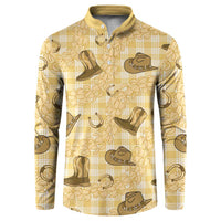Yellow Palaka Hawaii Cowboy Button Sweatshirt Puakenikeni Lei Paniolo Papale Seamless Vibes - Polynesian Pride