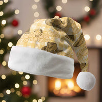 Yellow Palaka Hawaii Cowboy Christmas Santa Hat Puakenikeni Lei Paniolo Papale Seamless Vibes - Polynesian Pride