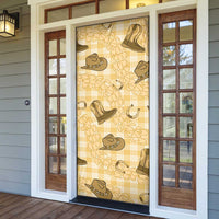 Yellow Palaka Hawaii Cowboy Door Cover Puakenikeni Lei Paniolo Papale Seamless Vibes - Polynesian Pride
