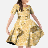 Yellow Palaka Hawaii Cowboy Family Matching Puletasi and Hawaiian Shirt Puakenikeni Lei Paniolo Papale Seamless Vibes - Polynesian Pride