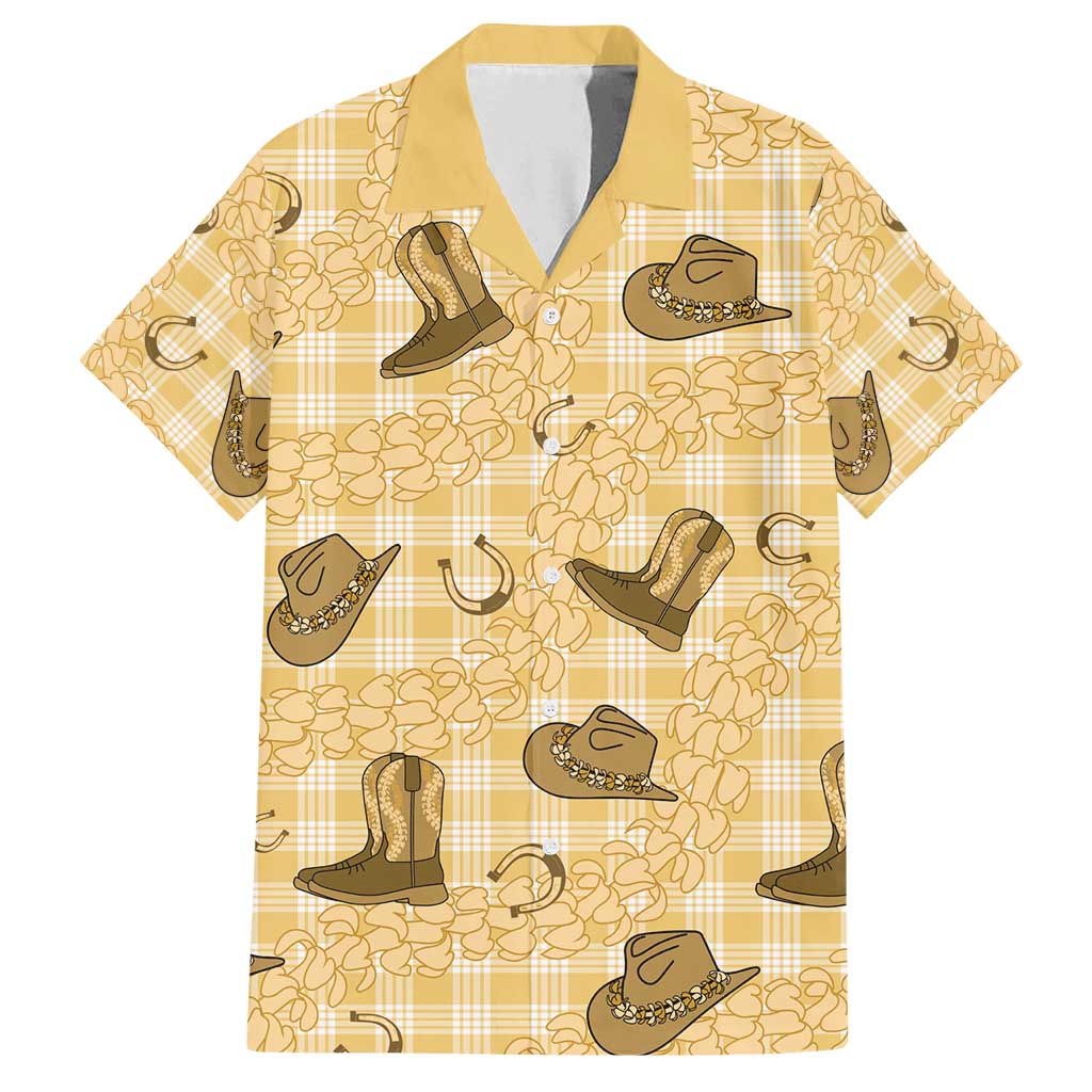 Yellow Palaka Hawaii Cowboy Family Matching Summer Maxi Dress and Hawaiian Shirt Puakenikeni Lei Paniolo Papale Seamless Vibes - Polynesian Pride