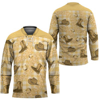 Yellow Palaka Hawaii Cowboy Hockey Jersey Puakenikeni Lei Paniolo Papale Seamless Vibes - Polynesian Pride