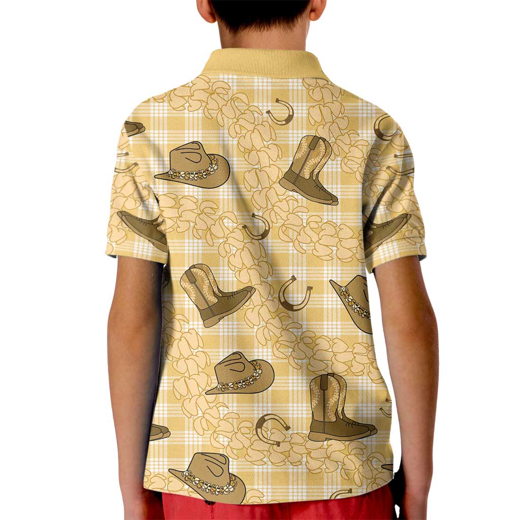 Yellow Palaka Hawaii Cowboy Kid Polo Shirt Puakenikeni Lei Paniolo Papale Seamless Vibes - Polynesian Pride