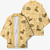 Yellow Palaka Hawaii Cowboy Kimono Puakenikeni Lei Paniolo Papale Seamless Vibes - Polynesian Pride