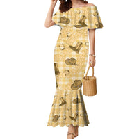 Yellow Palaka Hawaii Cowboy Mermaid Dress Puakenikeni Lei Paniolo Papale Seamless Vibes - Polynesian Pride
