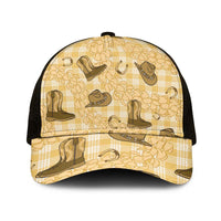 Yellow Palaka Hawaii Cowboy Mesh Trucker Cap Puakenikeni Lei Paniolo Papale Seamless Vibes - Polynesian Pride