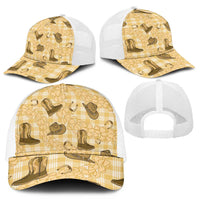 Yellow Palaka Hawaii Cowboy Mesh Trucker Cap Puakenikeni Lei Paniolo Papale Seamless Vibes - Polynesian Pride