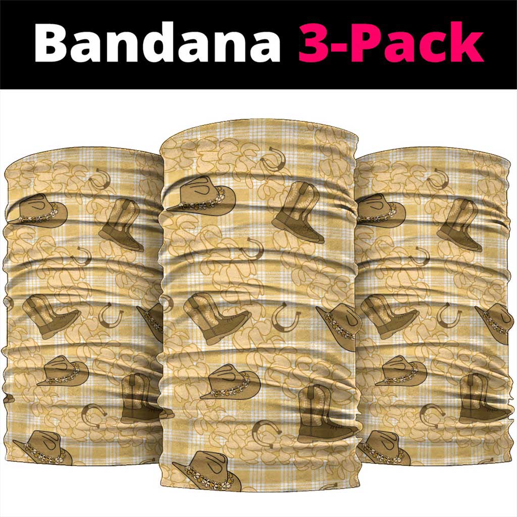 Yellow Palaka Hawaii Cowboy Neck Gaiter Puakenikeni Lei Paniolo Papale Seamless Vibes - Polynesian Pride