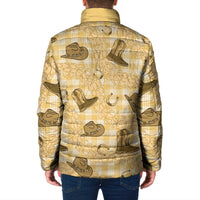 Yellow Palaka Hawaii Cowboy Padded Jacket Puakenikeni Lei Paniolo Papale Seamless Vibes - Polynesian Pride