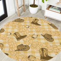 Yellow Palaka Hawaii Cowboy Round Carpet Puakenikeni Lei Paniolo Papale Seamless Vibes - Polynesian Pride