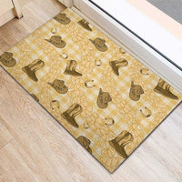 Yellow Palaka Hawaii Cowboy Rubber Doormat Puakenikeni Lei Paniolo Papale Seamless Vibes - Polynesian Pride