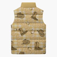Yellow Palaka Hawaii Cowboy Sleeveless Puffer Jacket Puakenikeni Lei Paniolo Papale Seamless Vibes - Polynesian Pride