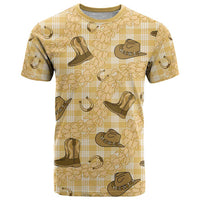 Yellow Palaka Hawaii Cowboy T Shirt Puakenikeni Lei Paniolo Papale Seamless Vibes - Polynesian Pride
