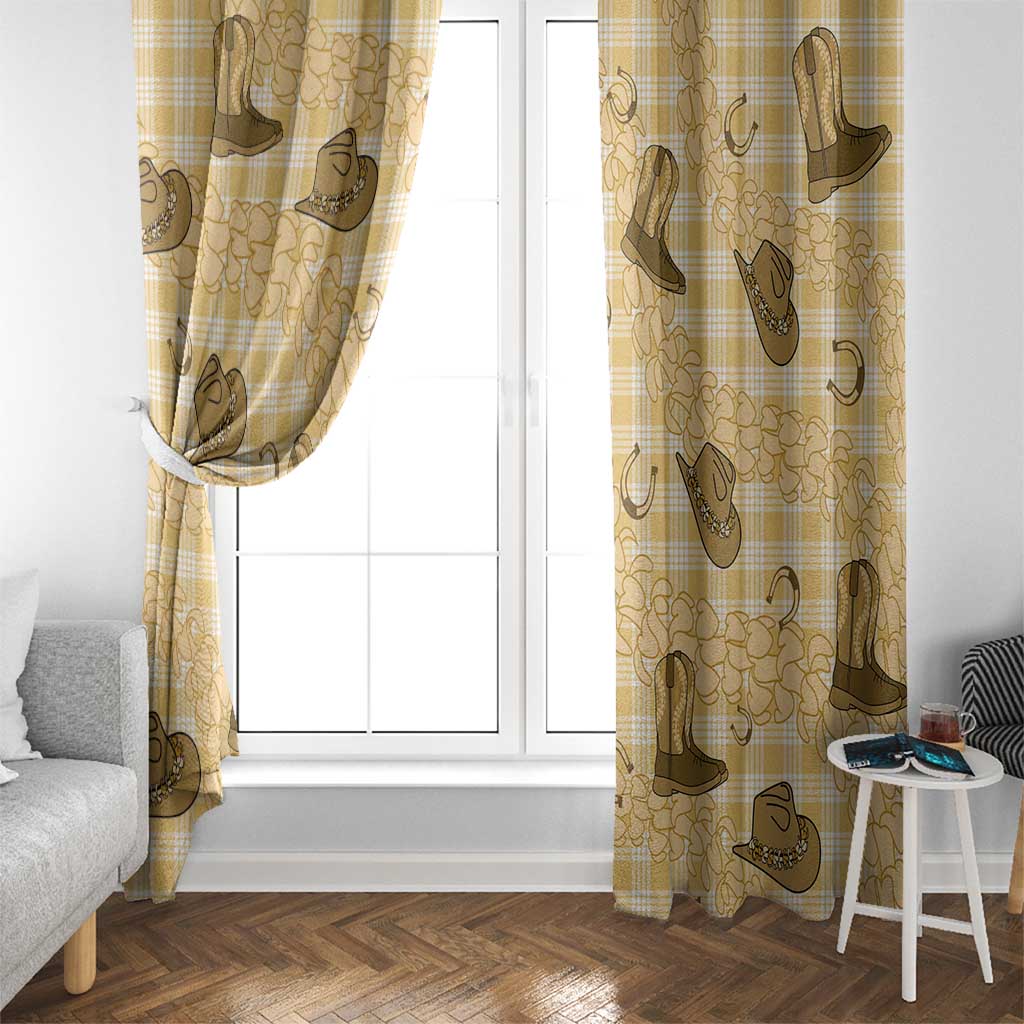 Yellow Palaka Hawaii Cowboy Window Curtain Puakenikeni Lei Paniolo Papale Seamless Vibes - Polynesian Pride