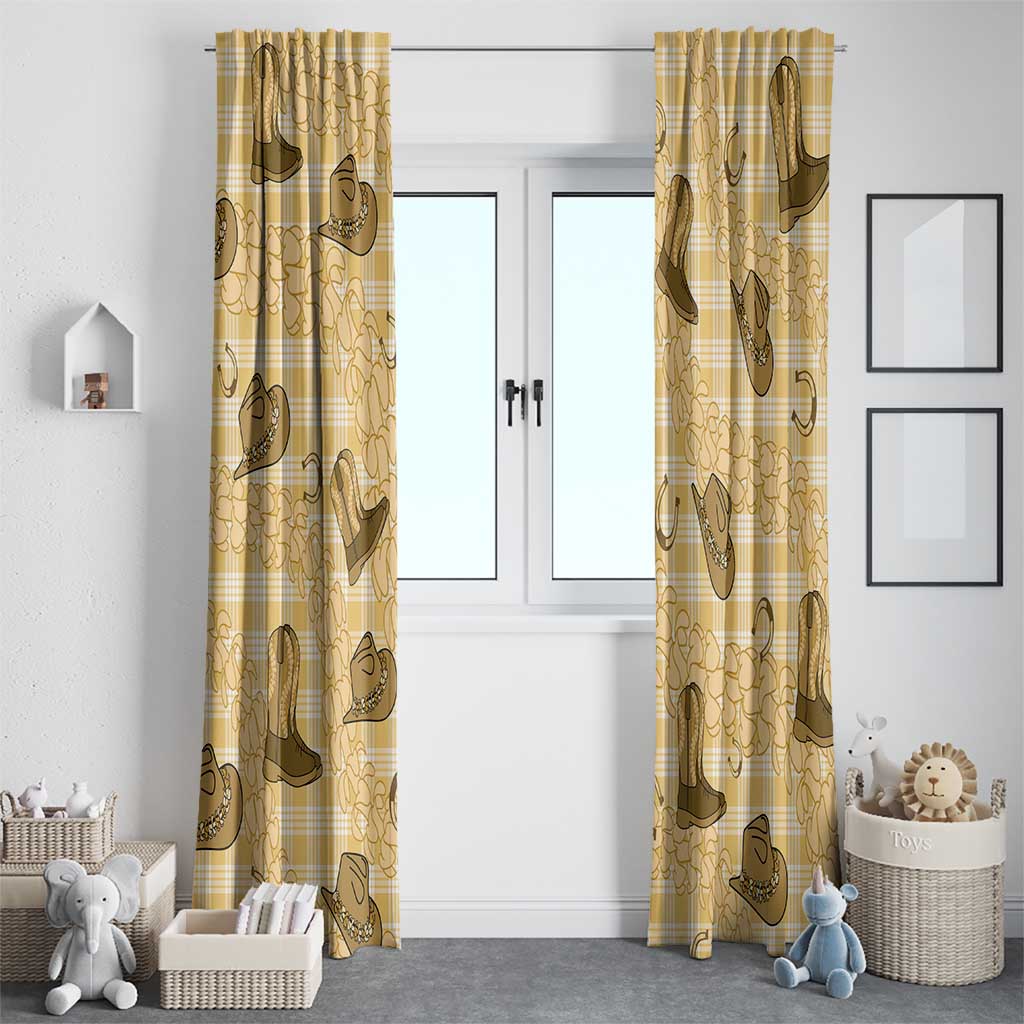Yellow Palaka Hawaii Cowboy Window Curtain Puakenikeni Lei Paniolo Papale Seamless Vibes - Polynesian Pride