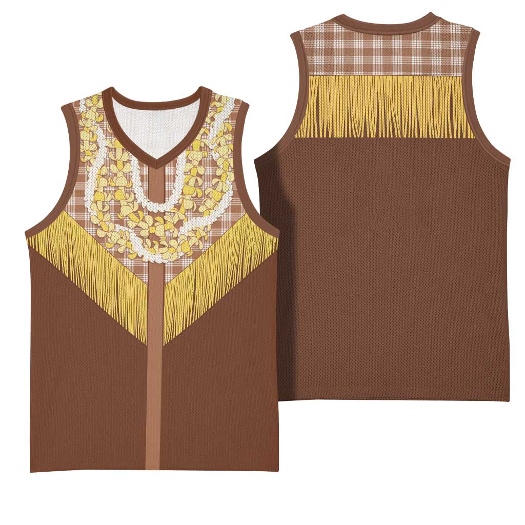 Aloha Hawaii Cowboy Custome Basketball Jersey Puakenikeni Lei Palaka Tassel Style - Polynesian Pride