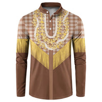 Aloha Hawaii Cowboy Custome Button Sweatshirt Puakenikeni Lei Palaka Tassel Style - Polynesian Pride