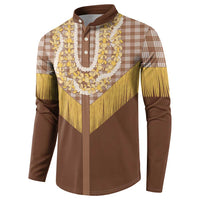 Aloha Hawaii Cowboy Custome Button Sweatshirt Puakenikeni Lei Palaka Tassel Style - Polynesian Pride