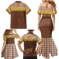 Aloha Hawaii Cowboy Custome Family Matching Mermaid Dress and Hawaiian Shirt Puakenikeni Lei Palaka Tassel Style - Polynesian Pride