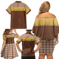 Aloha Hawaii Cowboy Custome Family Matching Off Shoulder Short Dress and Hawaiian Shirt Puakenikeni Lei Palaka Tassel Style - Polynesian Pride