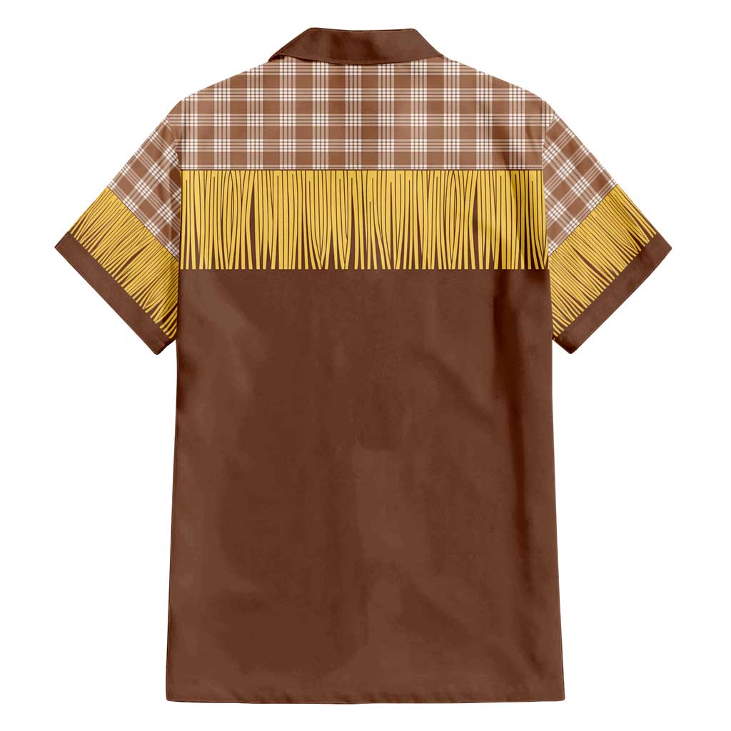 Aloha Hawaii Cowboy Custome Family Matching Puletasi and Hawaiian Shirt Puakenikeni Lei Palaka Tassel Style - Polynesian Pride